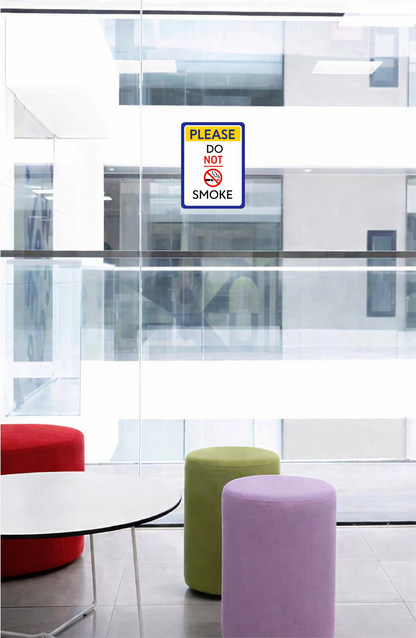 Smeeps Please Do Not Smoke Sign Sticker – 20.58 × 15.24 cm (8.1 × 6 Inch) No Smoking Warning Vinyl Sticker | Waterproof UV Resistant Wash Proof Durable