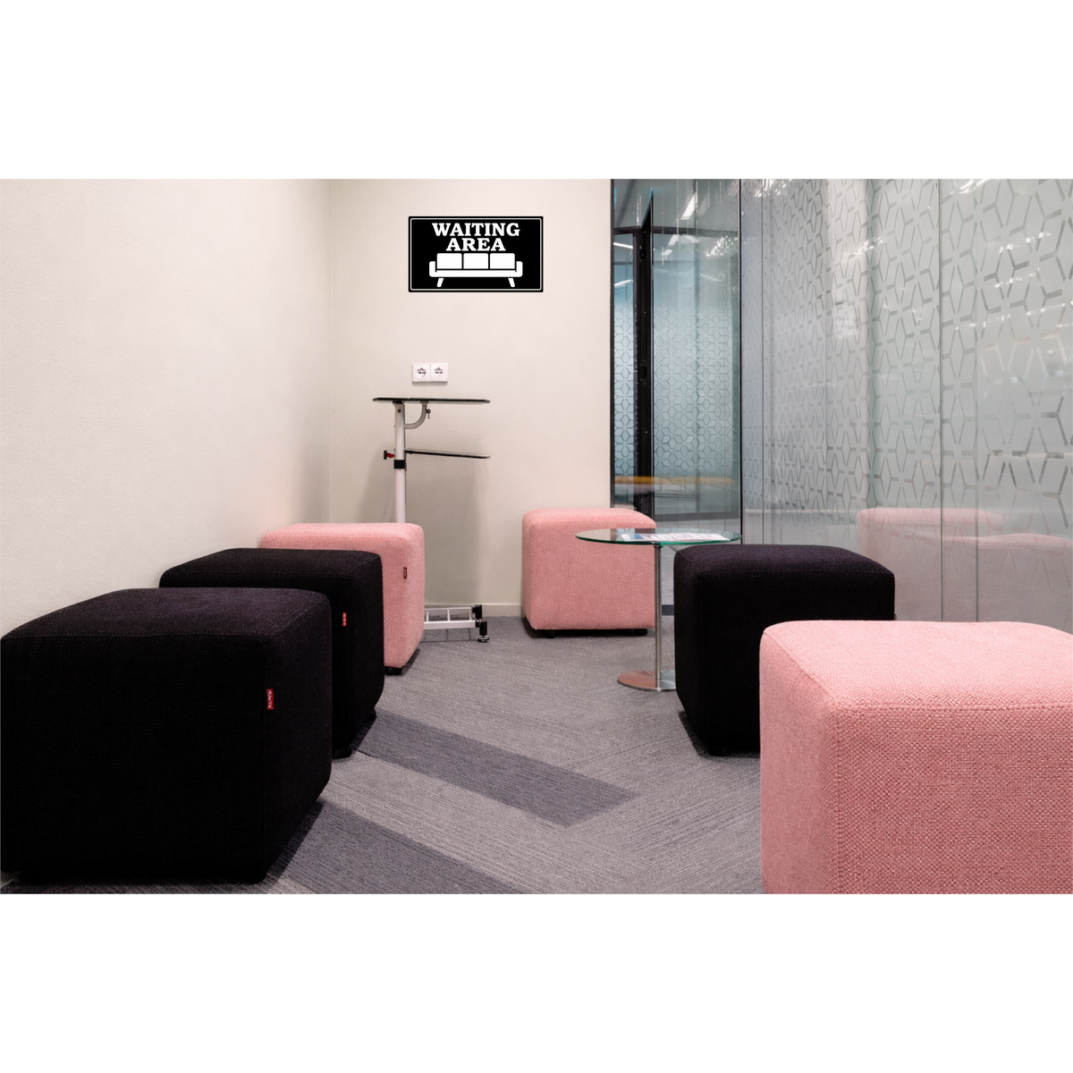 Smeeps Waiting Area Sticker – 14 × 7.88 cm (5.5 × 3.1 Inch) Reception & Seating Area Vinyl Sign | Waterproof UV Resistant Wash Proof Durable