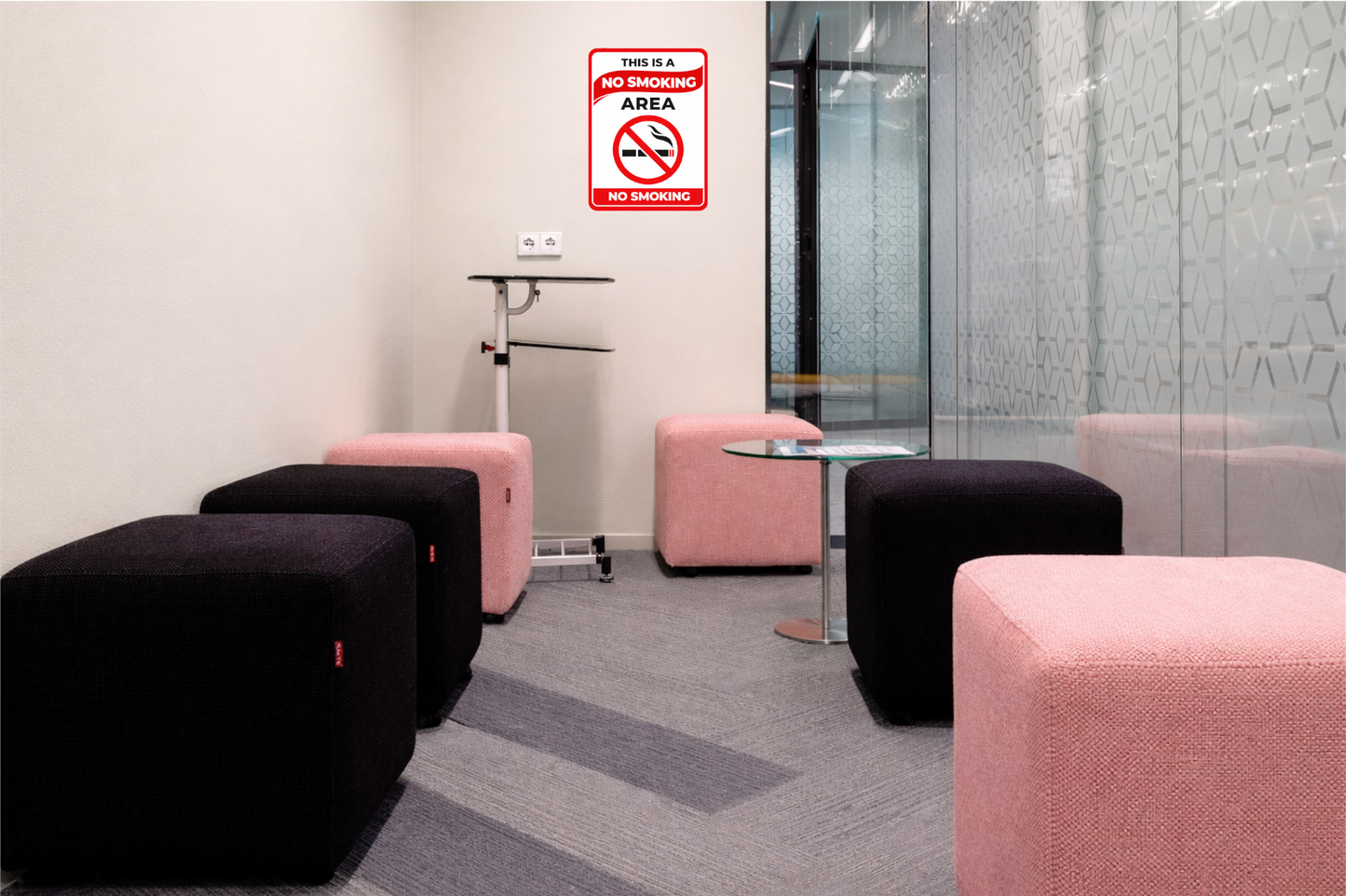 Smeeps This Is a No Smoking Area Sign Sticker – 14 × 10.16 cm (5.5 × 4 Inch) Smoking Prohibited Warning Vinyl Sticker | Waterproof UV Resistant Wash Proof Durable