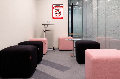 Smeeps This Is a No Smoking Area Sign Sticker – 14 × 10.16 cm (5.5 × 4 Inch) Smoking Prohibited Warning Vinyl Sticker | Waterproof UV Resistant Wash Proof Durable