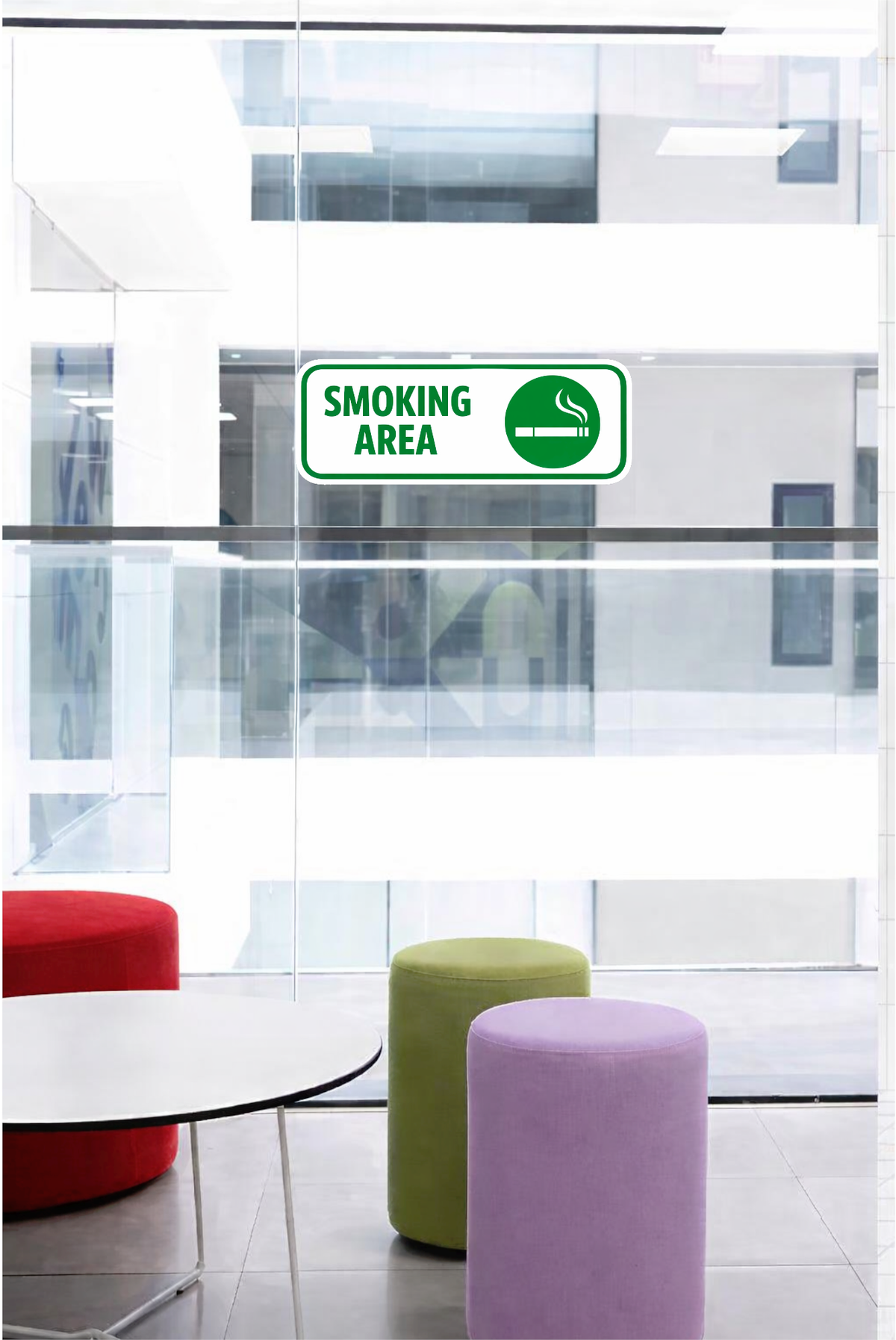 Smeeps Smoking Area Sign Sticker – 15.24 × 5.6 cm (6 × 2.2 Inch) Waterproof Vinyl Safety Signage | UV Resistant Washproof Door & Wall Sticker | Office Café Hotel Smoking Zone Sign | Pack of 1