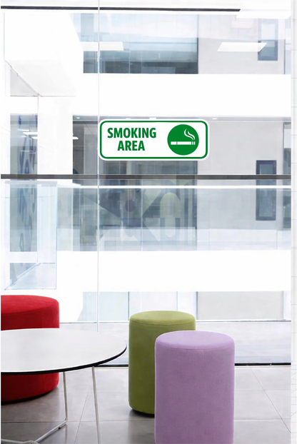 Smeeps Smoking Area Sign Sticker – 15.24 × 5.6 cm (6 × 2.2 Inch) Waterproof Vinyl Safety Signage | UV Resistant Washproof Door & Wall Sticker | Office Café Hotel Smoking Zone Sign | Pack of 1