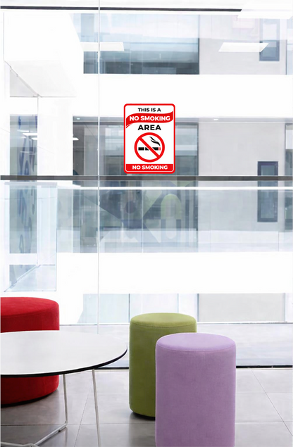 Smeeps This Is a No Smoking Area Sign Sticker – 14 × 10.16 cm (5.5 × 4 Inch) Smoking Prohibited Warning Vinyl Sticker | Waterproof UV Resistant Wash Proof Durable