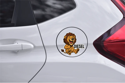 Smeeps Diesel Only Fuel Sticker – Laughing Lion Design – 10.16 x 12.7 cm | Waterproof Vinyl Decal for Cars, Bikes & Diesel Tank Caps
