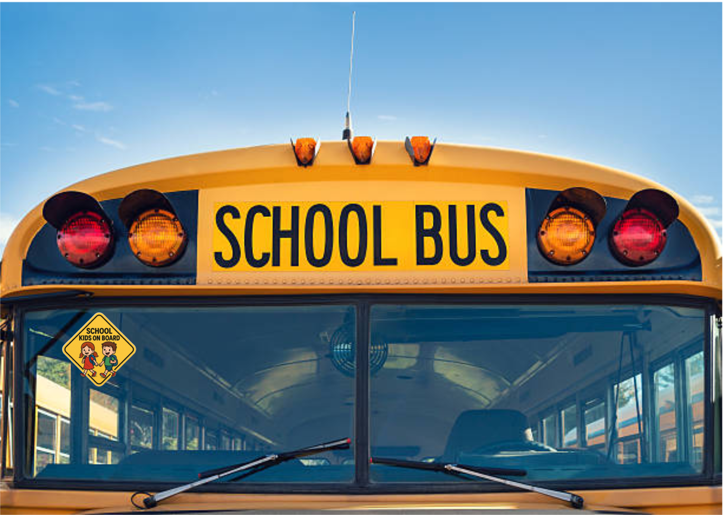 Smeeps School Kids on Board Sticker – 13.97 x 13.97 cm | Cute Yellow School Safety Sign for Buses & Vans