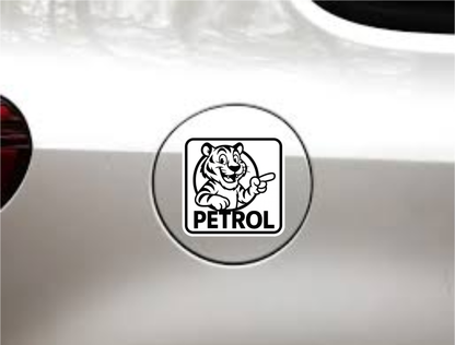 Red Tiger Petrol Sticker – 13 x 13 cm | Bold Cartoon Fuel Indicator | Waterproof Vinyl Decal for Cars