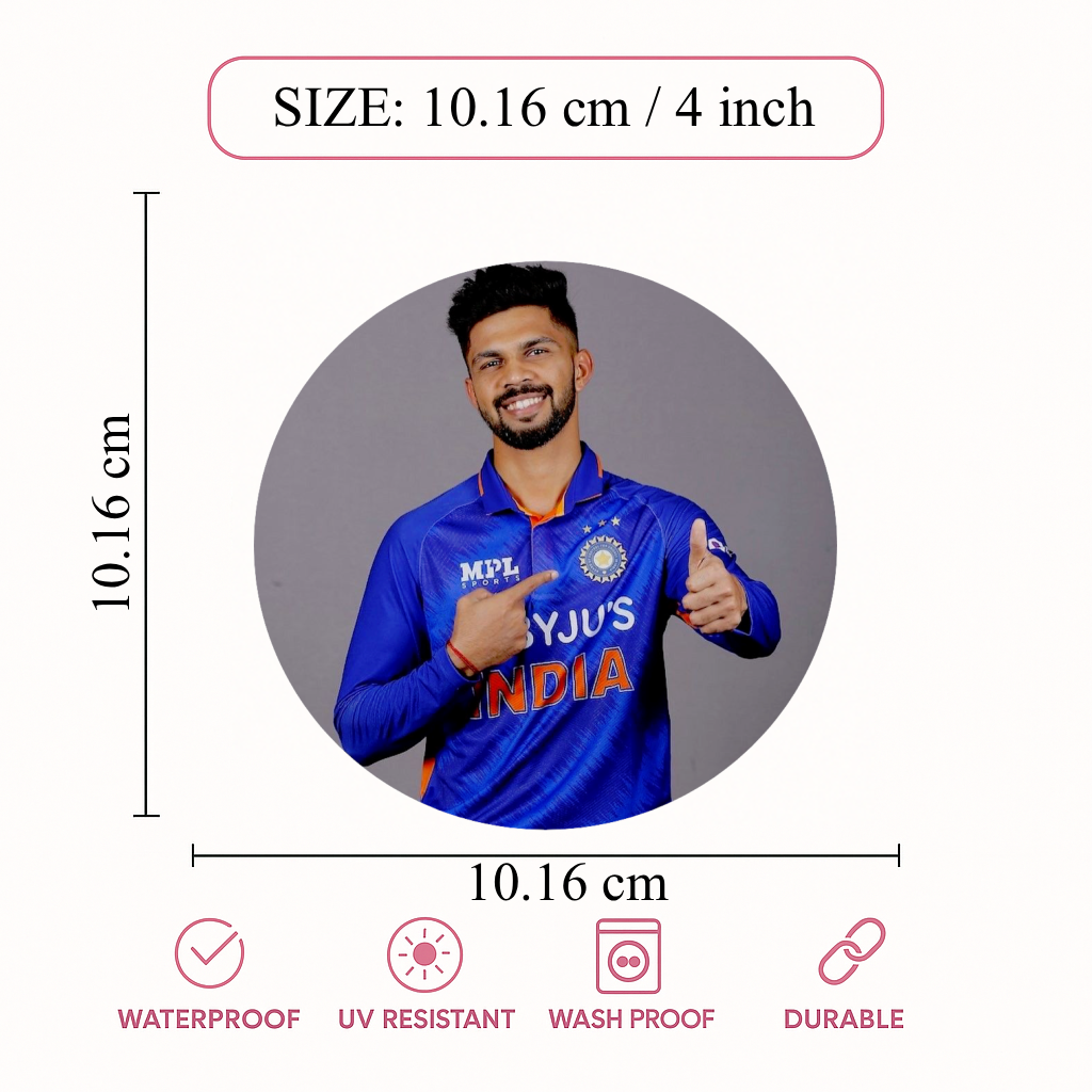 Smeeps Ruturaj Gaikwad Sticker – 10.16 cm (4 Inch) India Jersey Fan Vinyl Decal | Waterproof UV Resistant Round Sticker