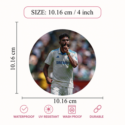 Smeeps Mohammed Siraj Sticker – 10.16 cm (4 Inch) India Test Jersey Fan Vinyl Decal | Waterproof UV Resistant Round Sticker