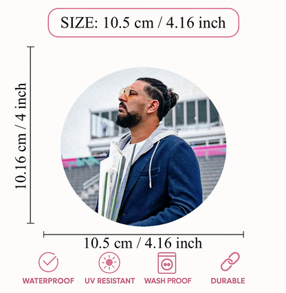 Smeeps Hardik Pandya Sticker – 10.5 cm (4.16 Inch) Indian Cricket Star Fan Vinyl Decal | Waterproof UV Resistant Round Sticker