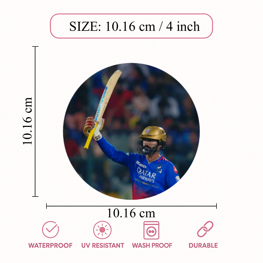 Smeeps Virat Kohli Sticker – 10.16 cm (4 Inch) RCB Celebration Fan Vinyl Decal | Waterproof UV Resistant Round Sticker