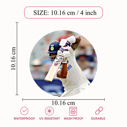 Smeeps KL Rahul Sticker – 10.16 cm (4 Inch) India Test Batsman Fan Vinyl Decal | Waterproof UV Resistant Round Sticker