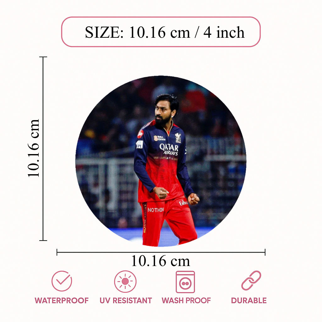Smeeps KL Rahul Sticker – 10.16 cm (4 Inch) Indian Cricket Star Fan Vinyl Decal | Waterproof UV Resistant Round Sticker