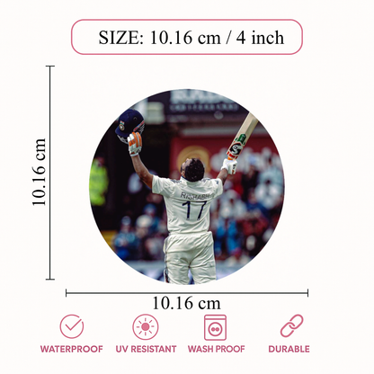 Smeeps Rishabh Pant Sticker – 10.16 cm (4 Inch) Indian Cricket Star Fan Vinyl Decal | Waterproof UV Resistant Round Car & Bike Sticker