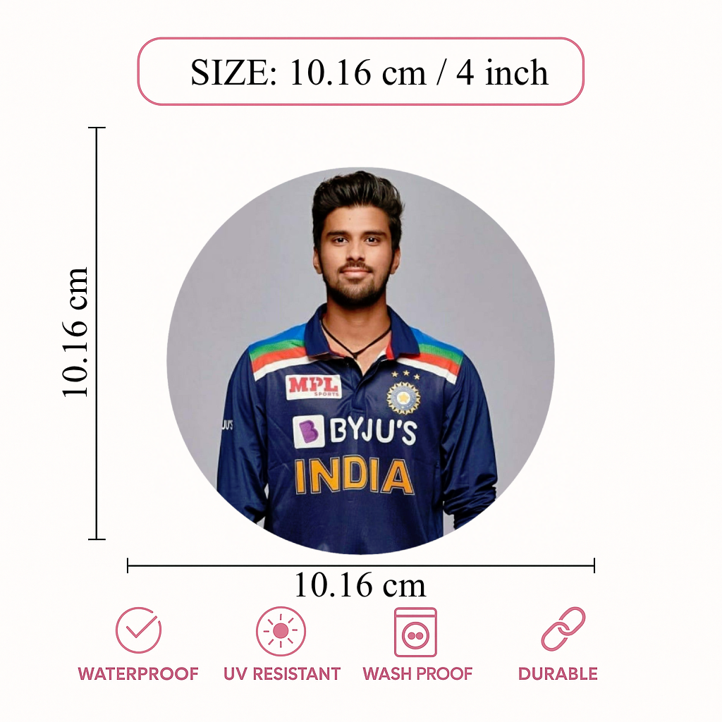 Smeeps Shubman Gill Sticker – 10.16 cm (4 Inch) Indian Cricket Star Fan Vinyl Decal | Waterproof UV Resistant Round Car & Bike Sticker