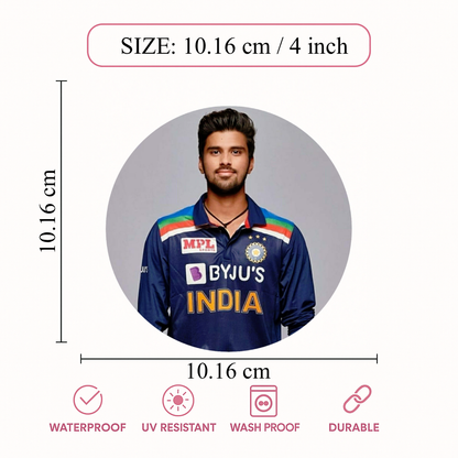 Smeeps Shubman Gill Sticker – 10.16 cm (4 Inch) Indian Cricket Star Fan Vinyl Decal | Waterproof UV Resistant Round Car & Bike Sticker