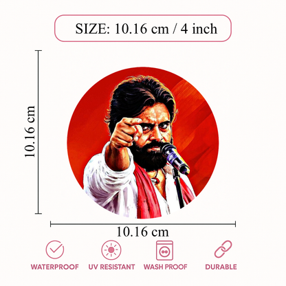 Smeeps Pawan Kalyan Powerful Pointing Pose Sticker – 10.16 cm (4 Inch) Round Political Vinyl Decal | Waterproof UV Resistant Car & Bike Sticker