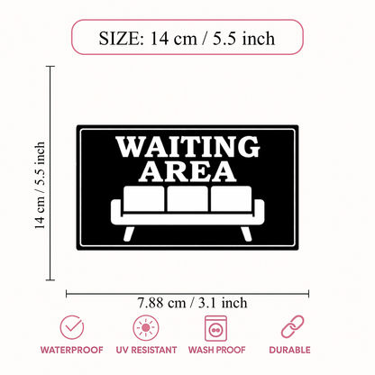 Smeeps Waiting Area Sticker – 14 × 7.88 cm (5.5 × 3.1 Inch) Reception & Seating Area Vinyl Sign | Waterproof UV Resistant Wash Proof Durable