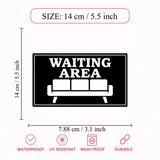 Smeeps Waiting Area Sticker – 14 × 7.88 cm (5.5 × 3.1 Inch) Reception & Seating Area Vinyl Sign | Waterproof UV Resistant Wash Proof Durable