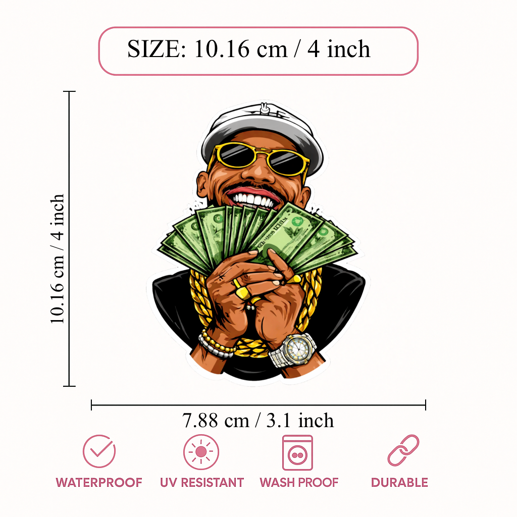 Smeeps Money Style Vinyl Sticker – 10.16 × 7.88 cm (4 × 3.1 Inch) Waterproof Attitude Decal | Cool Rich Lifestyle Sticker for Bike, Car, Laptop & Helmet | Pack of 1