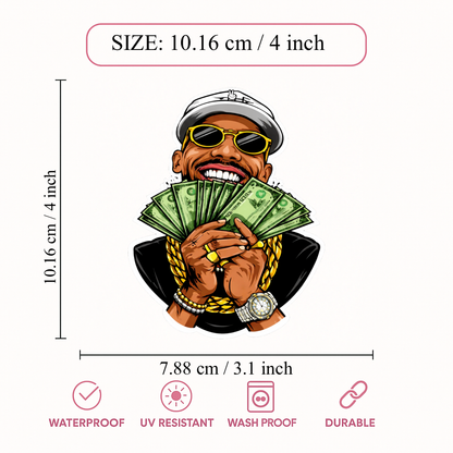 Smeeps Money Style Vinyl Sticker – 10.16 × 7.88 cm (4 × 3.1 Inch) Waterproof Attitude Decal | Cool Rich Lifestyle Sticker for Bike, Car, Laptop & Helmet | Pack of 1