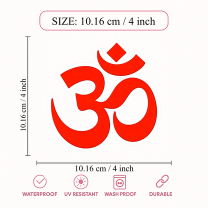 Smeeps Red Aum (Om) Sticker – 10.16 × 10.16 cm (4 × 4 Inch) Premium Vinyl Decal | Spiritual Hindu Symbol Design | Waterproof UV Resistant Wash Proof | Pack of 1