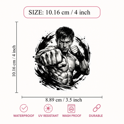 Smeeps Fighter Punch Vinyl Sticker – 10.16 × 8.89 cm (4 × 3.5 Inch) Waterproof Martial Arts Car Sticker | Gym & Motivation Decal | UV Resistant | Pack of 1