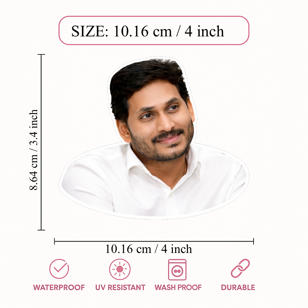 Smeeps Political Leader Portrait Vinyl Sticker – 10.16 × 8.64 cm (4 × 3.4 Inch) Waterproof Car Bike Laptop Decal | UV Resistant Wash Proof Premium Die-Cut Sticker | Pack of 1