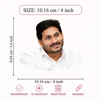 Smeeps Political Leader Portrait Vinyl Sticker – 10.16 × 8.64 cm (4 × 3.4 Inch) Waterproof Car Bike Laptop Decal | UV Resistant Wash Proof Premium Die-Cut Sticker | Pack of 1