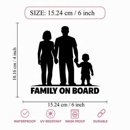 Smeeps Family On Board Vinyl Sticker – 15.24 × 10.16 cm (6 × 4 Inch) Waterproof Car Sticker for Family Cars, SUVs & Rear Windshield | UV Resistant | Wash Proof | Pack of 1