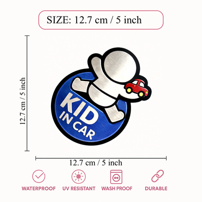 Smeeps Kid In Car Sticker – 12.7 × 12.7 cm (5 × 5 Inch) Waterproof Vinyl Safety Sticker for Cars | Cute Child Safety Car Decal | UV Resistant | Pack of 1