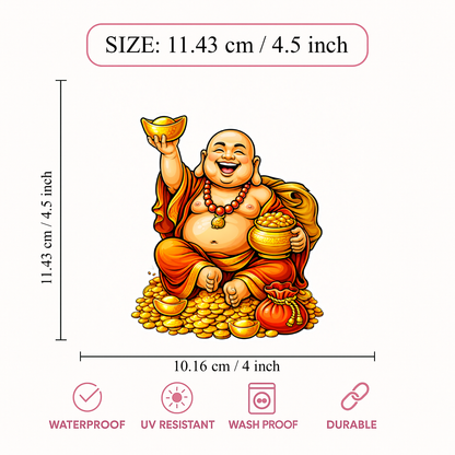 Smeeps Lord Kubera Wealth God Sticker – 11.43 × 10.16 cm (4.5 × 4 Inch) Feng Shui Prosperity Vinyl Decal for Car & Bike | Waterproof UV Resistant Religious Sticker
