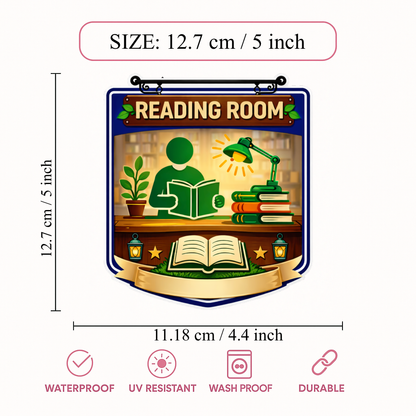 Smeeps Reading Room Sticker – 12.7 × 12.7 cm (5 × 5 Inch) Premium Vinyl Decal | Creative Reading Room Illustration Design | Waterproof UV Resistant Wash Proof | Pack of 1