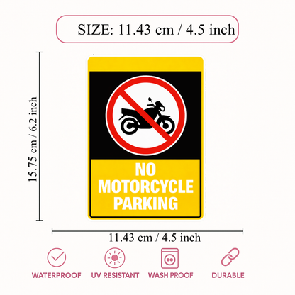 Smeeps No Motorcycle Parking Sticker – 11.43 × 15.75 cm (4.5 × 6.2 Inch) Premium Vinyl Decal | Two Wheeler No Parking Warning Sign | Waterproof UV Resistant Wash Proof | Pack of 1