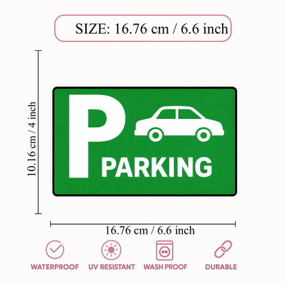 Smeeps Car Parking Sticker – 16.76 × 10.16 cm (6.6 × 4 Inch) Premium Vinyl Decal | Green “P” Car Parking Sign | Waterproof UV Resistant Wash Proof | Pack of 1