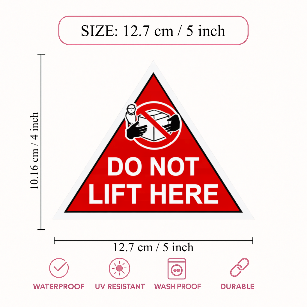 Smeeps Do Not Lift Here Sticker – 12.7 × 10.16 cm (5 × 4 Inch) Premium Vinyl Warning Decal | Industrial Safety Sign | Waterproof UV Resistant Wash Proof | Pack of 1