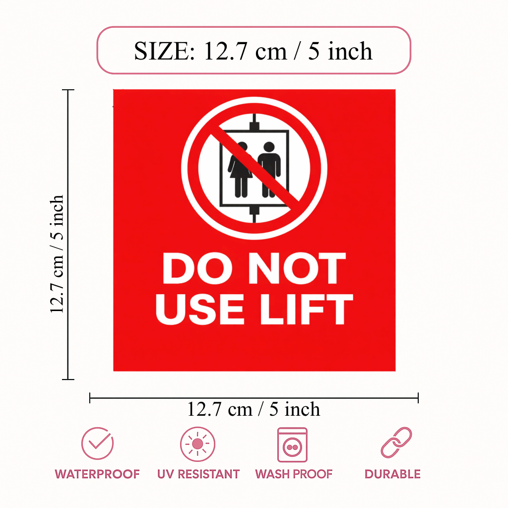 Smeeps Do Not Use Lift Sticker – 12.7 × 12.7 cm (5 × 5 Inch) Premium Vinyl Decal | Elevator Prohibition Safety Sign | Waterproof UV Resistant Wash Proof | Pack of 1
