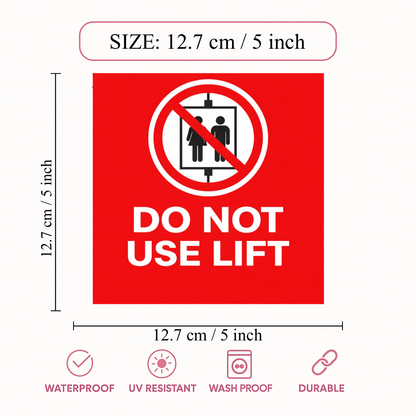 Smeeps Do Not Use Lift Sticker – 12.7 × 12.7 cm (5 × 5 Inch) Premium Vinyl Decal | Elevator Prohibition Safety Sign | Waterproof UV Resistant Wash Proof | Pack of 1