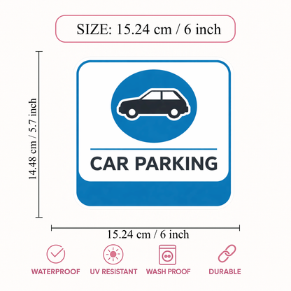 Smeeps Car Parking Sticker – 15.24 × 14.48 cm (6 × 5.7 Inch) Premium Vinyl Decal | Blue Car Parking Sign | Waterproof UV Resistant Wash Proof | Pack of 1
