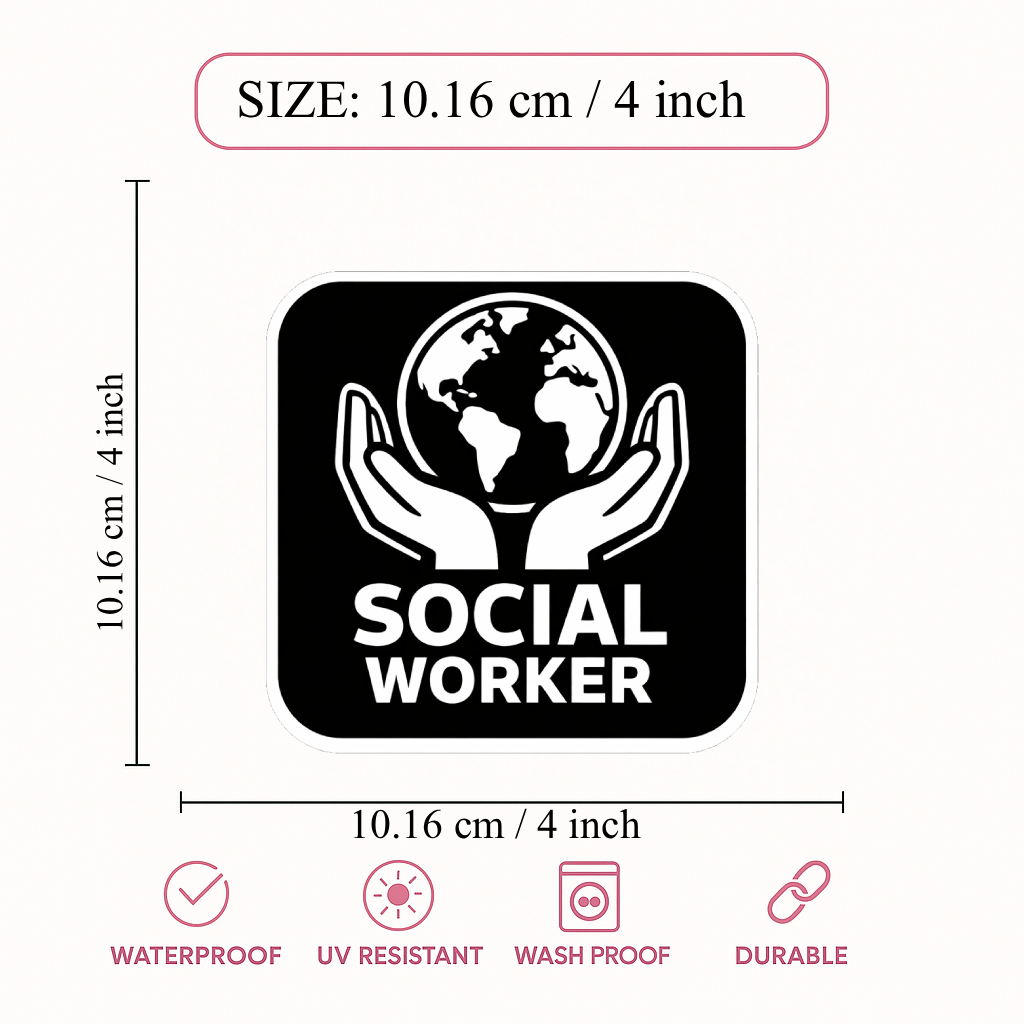 Smeeps Social Worker Sticker – 10.16 × 10.16 cm (4 × 4 Inch) Waterproof Vinyl Car & Bike Decal | NGO Awareness Sticker | UV Resistant Washproof Social Service Graphic | Pack of 1