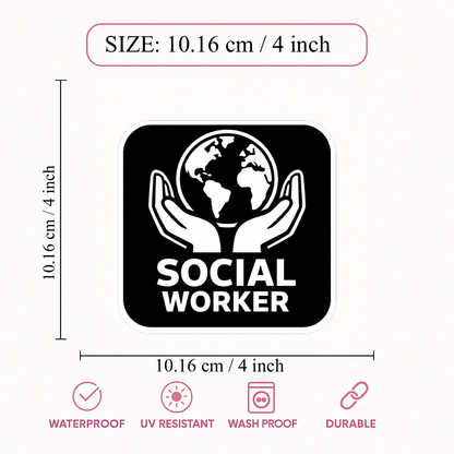 Smeeps Social Worker Sticker – 10.16 × 10.16 cm (4 × 4 Inch) Waterproof Vinyl Car & Bike Decal | NGO Awareness Sticker | UV Resistant Washproof Social Service Graphic | Pack of 1