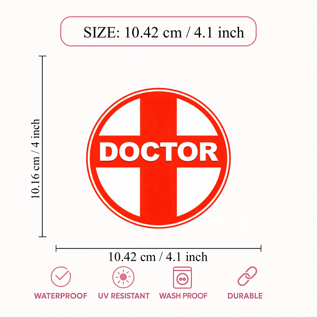 Smeeps Doctor Symbol Vinyl Sticker – 10.42 × 10.42 cm (4.1 × 4.1 Inch) Waterproof Medical Cross Decal | Doctor Car & Bike Sticker | UV Resistant Wash Proof | Pack of 1