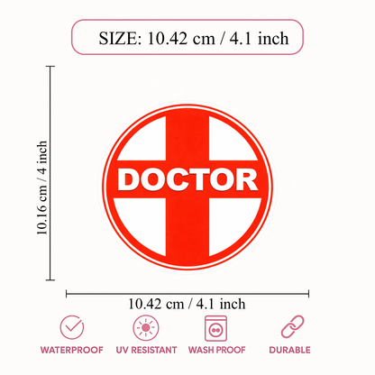 Smeeps Doctor Symbol Vinyl Sticker – 10.42 × 10.42 cm (4.1 × 4.1 Inch) Waterproof Medical Cross Decal | Doctor Car & Bike Sticker | UV Resistant Wash Proof | Pack of 1