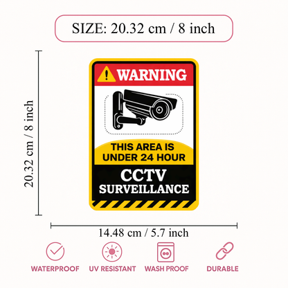 Smeeps Warning: This Area Is Under 24 Hour CCTV Surveillance Sticker – 20.32 × 14.48 cm (8 × 5.7 Inch) Security Camera Warning Vinyl Sign | Waterproof UV Resistant Wash Proof Durable