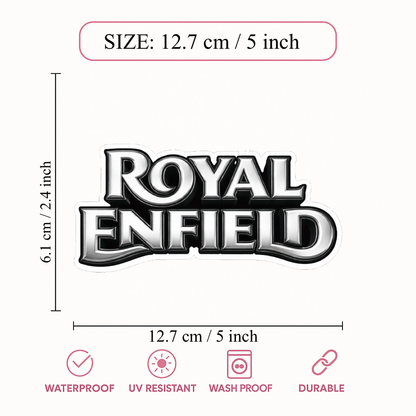 Smeeps Royal Enfield Sticker – 12.7 × 6.1 cm (5 × 2.4 Inch) Premium Vinyl Decal | Metallic Classic Bike Logo Design | Waterproof UV Resistant Wash Proof | Pack of 1