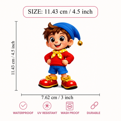 Smeeps Cute Cartoon Boy Vinyl Sticker – 11.43 × 7.62 cm (4.5 × 3 Inch) Waterproof Kids Character Sticker | UV Resistant Washproof Die-Cut Sticker for Car, Bike, Laptop & Helmet | Pack of 1