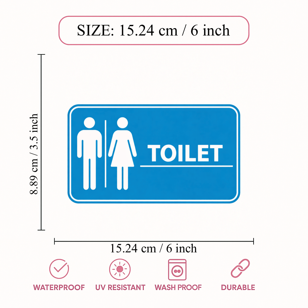 Smeeps Toilet Sticker – 15.24 × 8.89 cm (6 × 3.5 Inch) Male & Female Restroom Vinyl Sign | Waterproof UV Resistant Wash Proof Durable