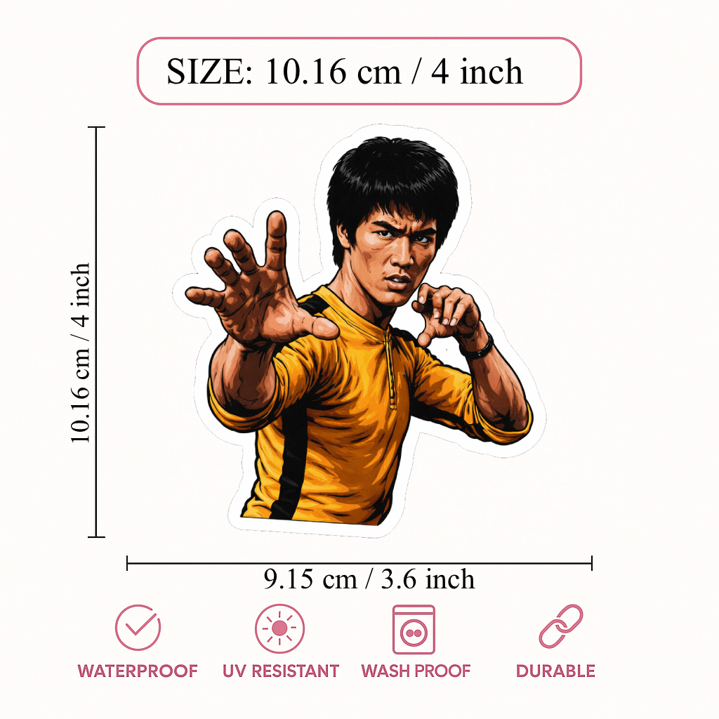 Smeeps Martial Arts Fighter Vinyl Sticker – 10.16 × 9.15 cm (4 × 3.6 Inch) Waterproof Kung Fu Car Sticker | UV Resistant Action Decal | Pack of 1