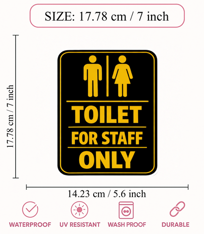 Smeeps Toilet for Staff Only Notice Sticker – 17.78 × 14.23 cm (7 × 5.6 Inch) Waterproof Vinyl Washroom Sign | UV Resistant Washproof Staff Toilet Sticker | Pack of 1