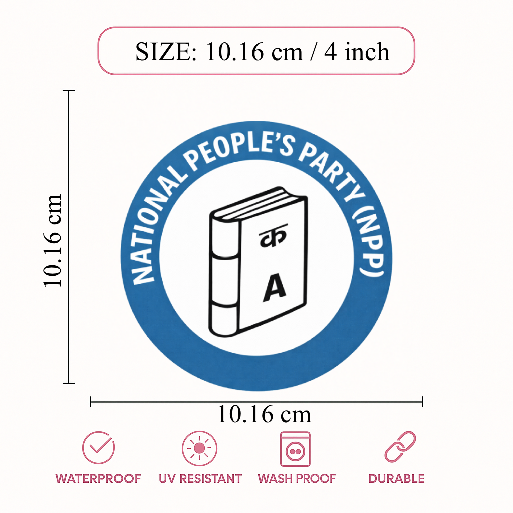 Smeeps National People’s Party NPP Sticker – 10.16 cm (4 Inch) Round Car & Bike Vinyl Decal | Waterproof UV Resistant Political Party Design