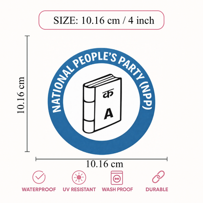 Smeeps National People’s Party NPP Sticker – 10.16 cm (4 Inch) Round Car & Bike Vinyl Decal | Waterproof UV Resistant Political Party Design